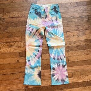 Mother Tie-Dye Flare Jeans